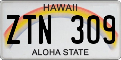 HI license plate ZTN309