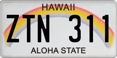 HI license plate ZTN311