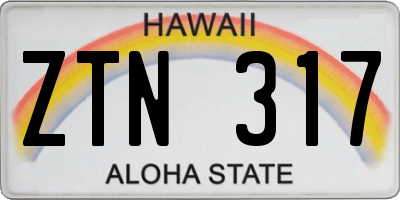 HI license plate ZTN317