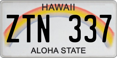 HI license plate ZTN337