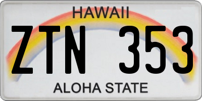 HI license plate ZTN353