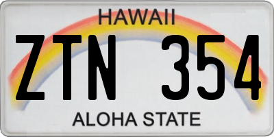 HI license plate ZTN354