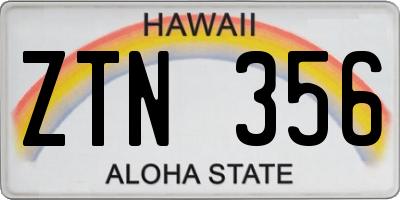 HI license plate ZTN356