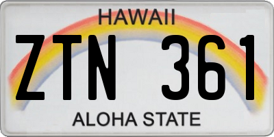 HI license plate ZTN361