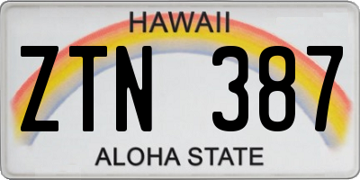 HI license plate ZTN387