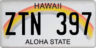 HI license plate ZTN397