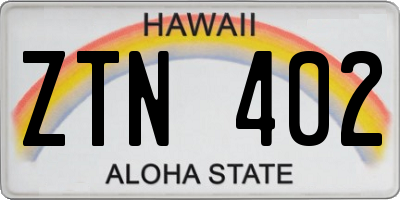 HI license plate ZTN402