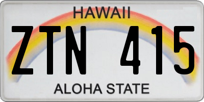 HI license plate ZTN415
