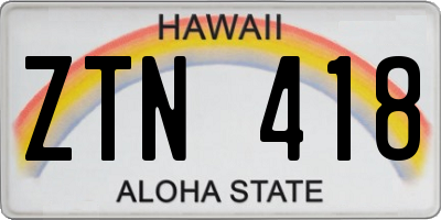 HI license plate ZTN418