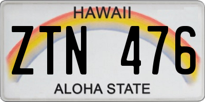 HI license plate ZTN476