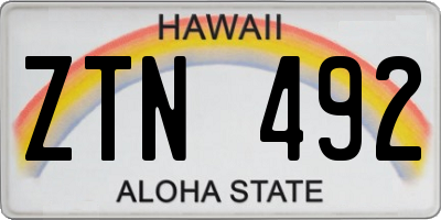 HI license plate ZTN492