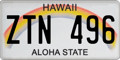 HI license plate ZTN496