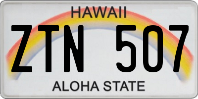 HI license plate ZTN507