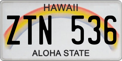 HI license plate ZTN536