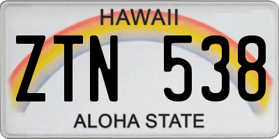 HI license plate ZTN538