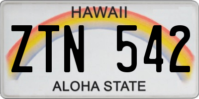 HI license plate ZTN542