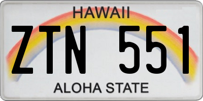 HI license plate ZTN551