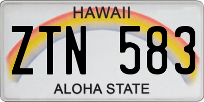 HI license plate ZTN583