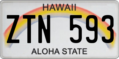HI license plate ZTN593