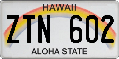 HI license plate ZTN602