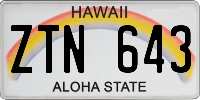 HI license plate ZTN643
