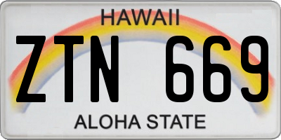 HI license plate ZTN669