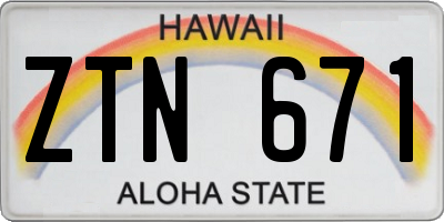 HI license plate ZTN671