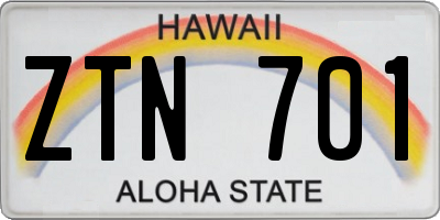 HI license plate ZTN701