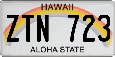 HI license plate ZTN723