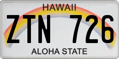 HI license plate ZTN726