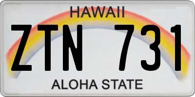 HI license plate ZTN731