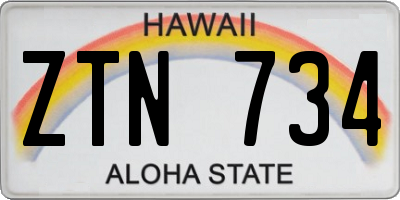 HI license plate ZTN734