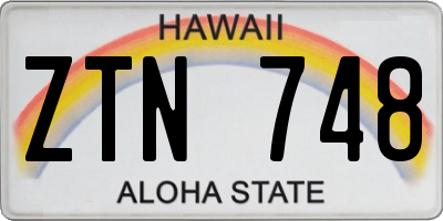 HI license plate ZTN748