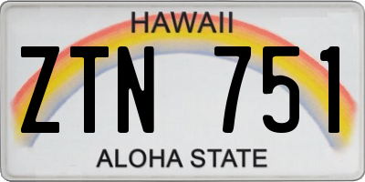 HI license plate ZTN751