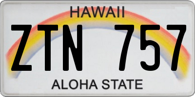 HI license plate ZTN757