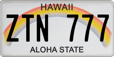 HI license plate ZTN777