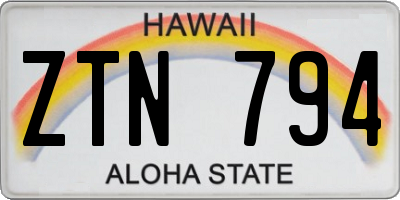 HI license plate ZTN794