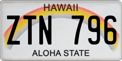HI license plate ZTN796