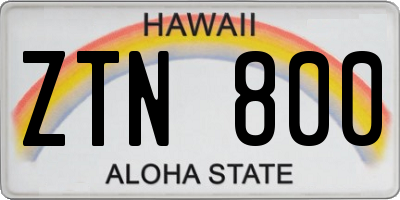 HI license plate ZTN800