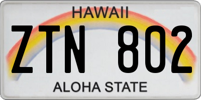 HI license plate ZTN802