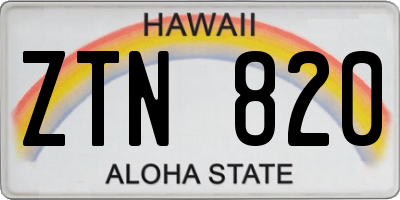 HI license plate ZTN820