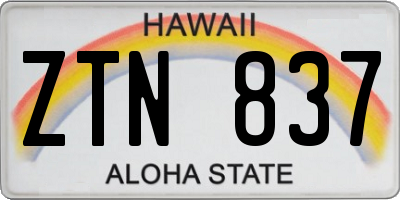 HI license plate ZTN837