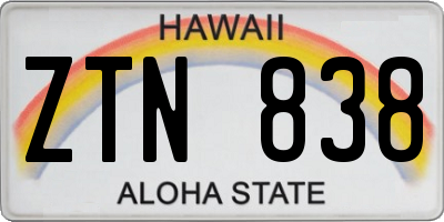 HI license plate ZTN838