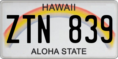 HI license plate ZTN839