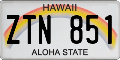 HI license plate ZTN851