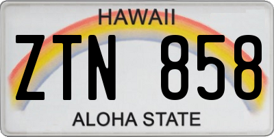 HI license plate ZTN858