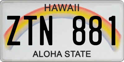 HI license plate ZTN881