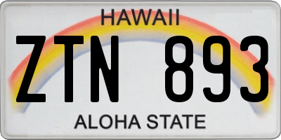 HI license plate ZTN893