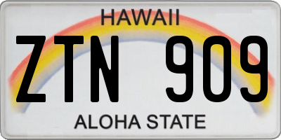 HI license plate ZTN909