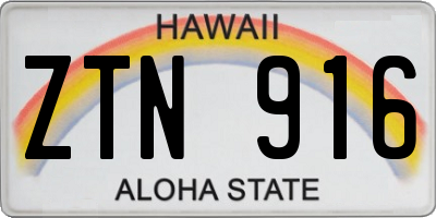 HI license plate ZTN916
